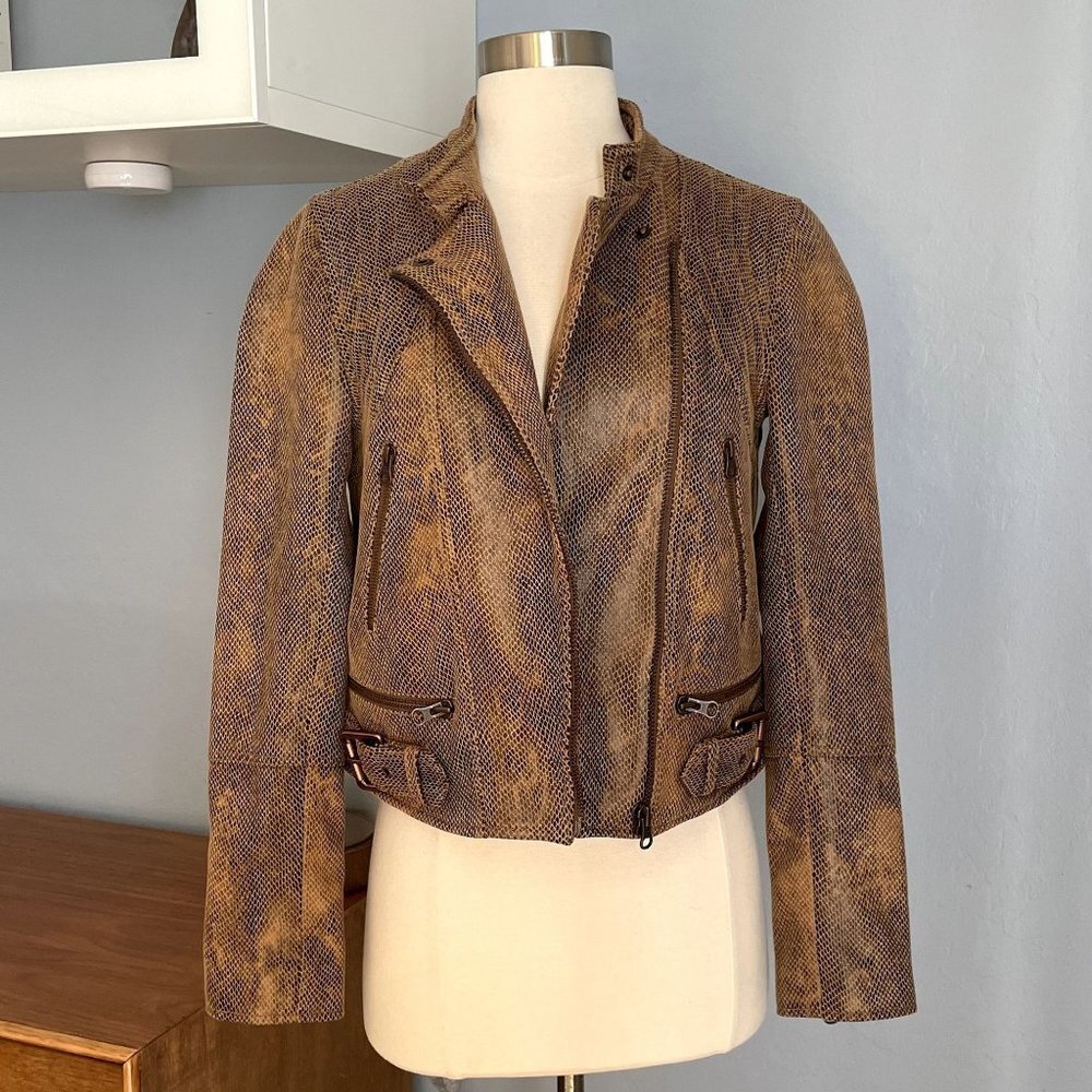 Free People Snake Skin Fenix Moto Jacket in Black Combo - Picture 5 of 13